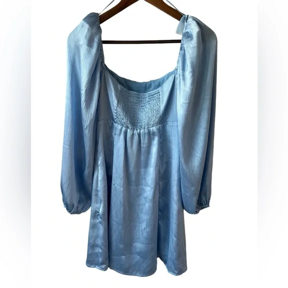 SOLD ASTR The Label Long Sleeve Satin Mini Dress - Picture 7 of 9